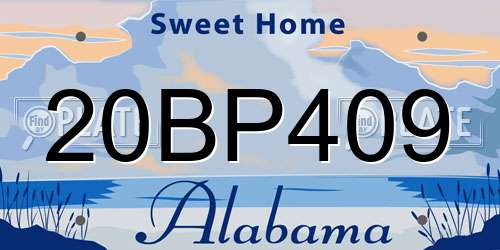 20BP409 Alabama License Plate