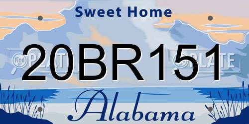 20BR151 Alabama License Plate
