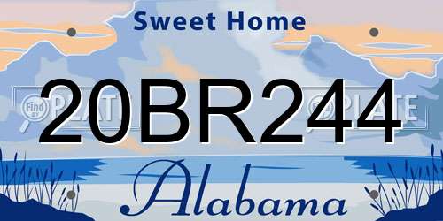 20BR244 Alabama License Plate