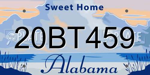 20BT459 Alabama License Plate