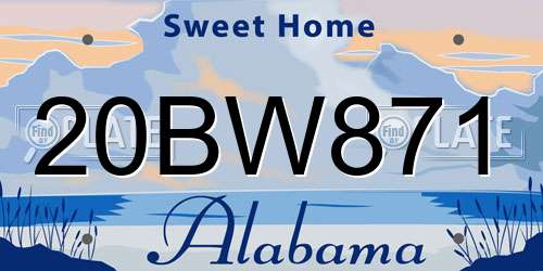 20BW871 Alabama License Plate