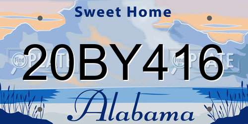 20BY416 Alabama License Plate