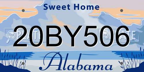 20BY506 Alabama License Plate