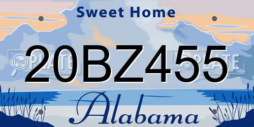 20BZ455 Alabama License Plate