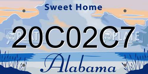 20C02C7 Alabama License Plate
