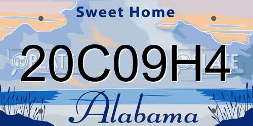 20C09H4 Alabama License Plate