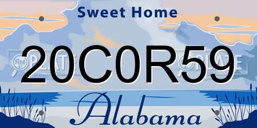 20C0R59 Alabama License Plate