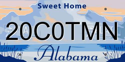 20C0TMN Alabama License Plate