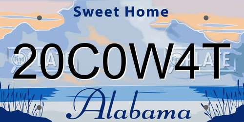 20C0W4T Alabama License Plate