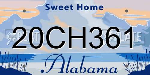 20CH361 Alabama License Plate