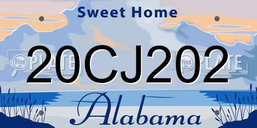 20CJ202 Alabama License Plate