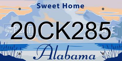 20CK285 Alabama License Plate