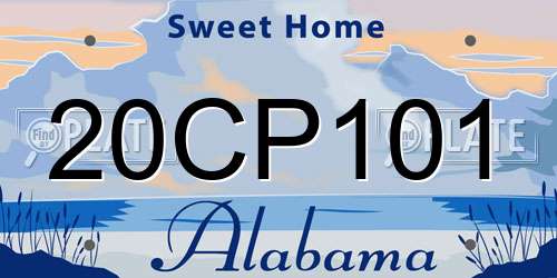 20CP101 Alabama License Plate