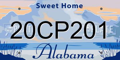 20CP201 Alabama License Plate