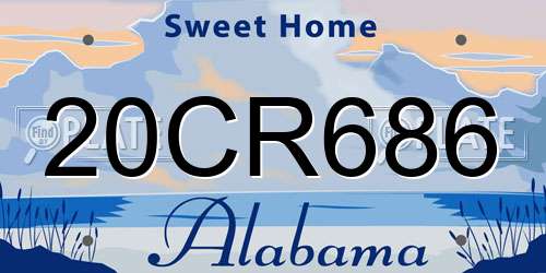 20CR686 Alabama License Plate