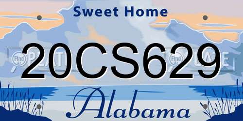 20CS629 Alabama License Plate