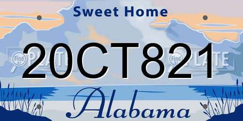 20CT821 Alabama License Plate