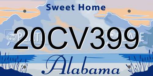 20CV399 Alabama License Plate