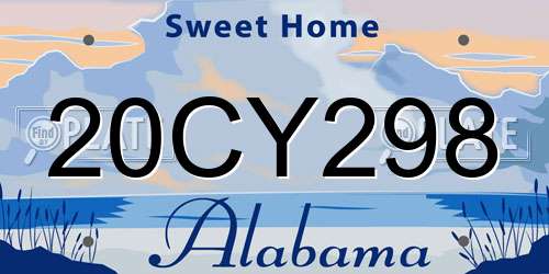 20CY298 Alabama License Plate