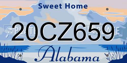 20CZ659 Alabama License Plate