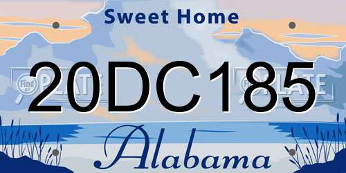 20DC185 Alabama License Plate