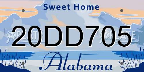 20DD705 Alabama License Plate