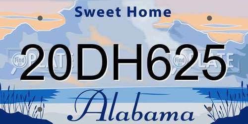 20DH625 Alabama License Plate