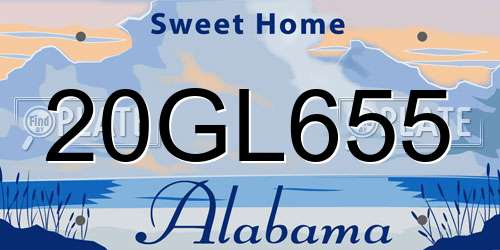 20GL655 Alabama License Plate