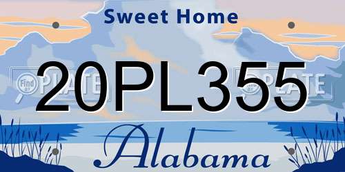 20PL355 Alabama License Plate