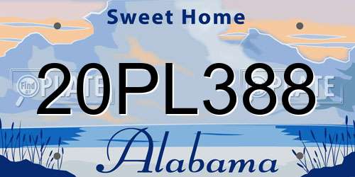 20PL388 Alabama License Plate
