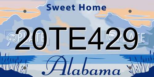 20TE429 Alabama License Plate