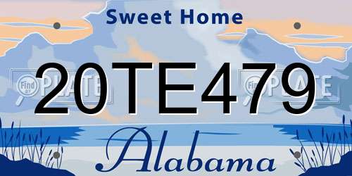20TE479 Alabama License Plate