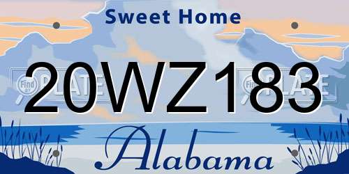 20WZ183 Alabama License Plate