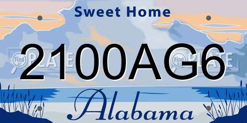 2100AG6 Alabama License Plate