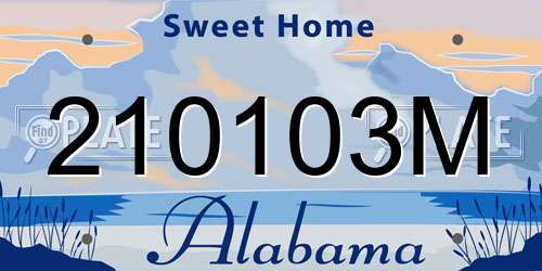 210103M Alabama License Plate