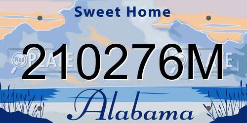 210276M Alabama License Plate