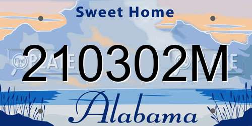 210302M Alabama License Plate