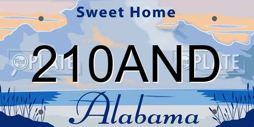 210AND Alabama License Plate