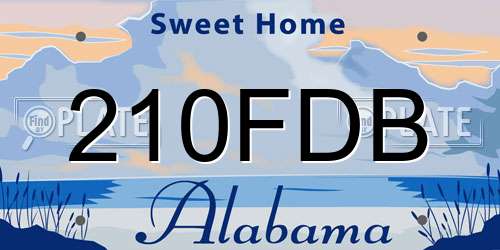 210FDB Alabama License Plate