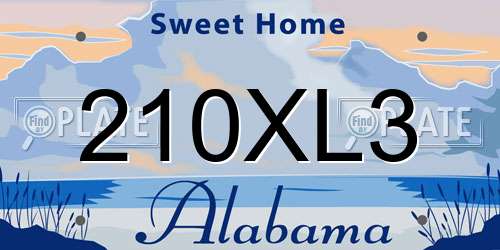 210XL3 Alabama License Plate