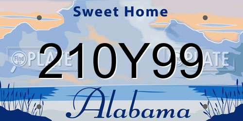 210Y99 Alabama License Plate