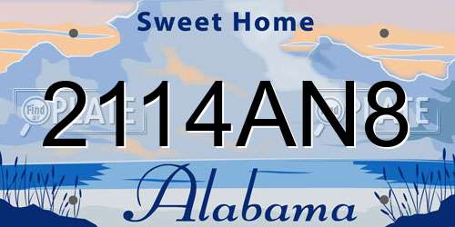 2114AN8 Alabama License Plate