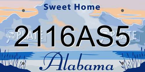 2116AS5 Alabama License Plate