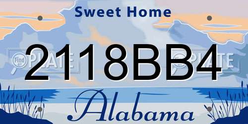 2118BB4 Alabama License Plate