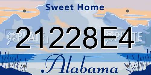 21228E4 Alabama License Plate