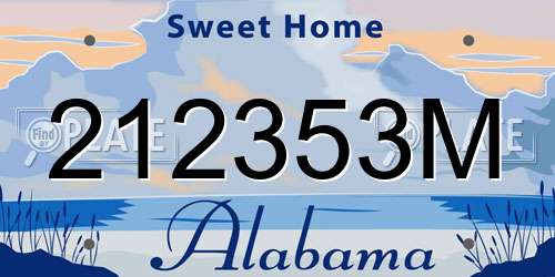 212353M Alabama License Plate