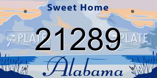 21289 Alabama License Plate