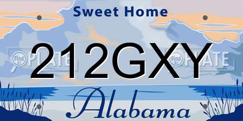 212GXY Alabama License Plate