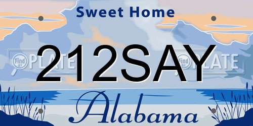 212SAY Alabama License Plate
