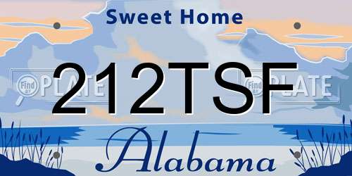 212TSF Alabama License Plate
